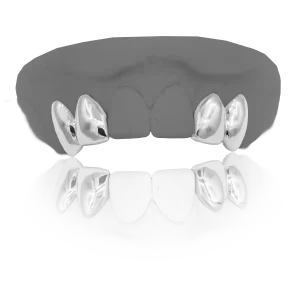 Four Tooth Solid Dental Silver Grillz