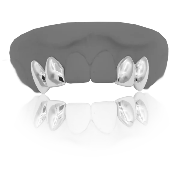 Four Tooth Solid Platinum Grillz