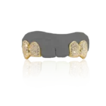 Four Tooth Iced Out Solid 18ct Gold Grillz