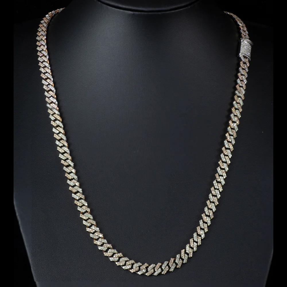 7.3mm Alternating Gold Iced Miami Cuban Chain