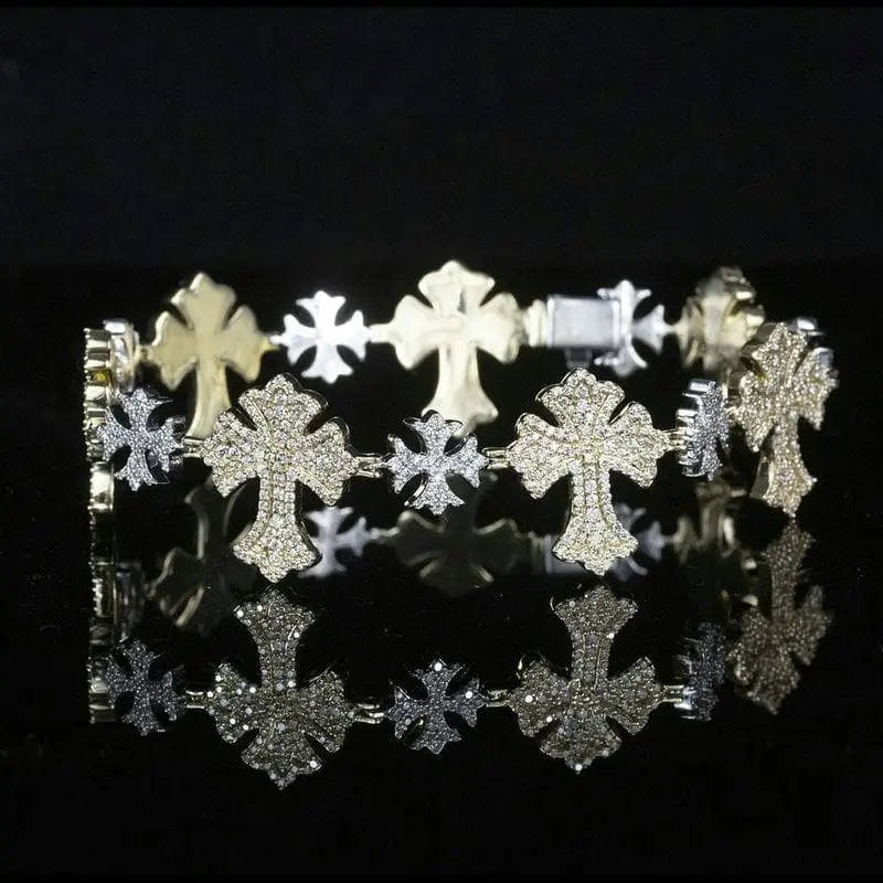 Iced Out Cross Link Bracelet