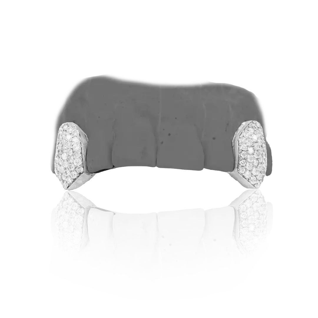 Twin Tooth Iced Out Solid Platinum Grillz